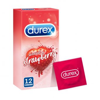 Durex Strawberry Flavored Condoms - Pack of 12