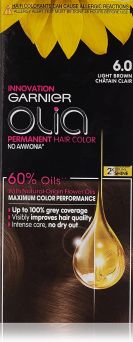 Garnier Olia, 6.0 Light Brown, No Ammonia Permanent Haircolor With 60% Oils