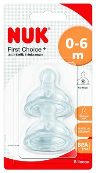 Nuk First Choice Plus Teat Silcone - 0-6M (Medium) - 2's