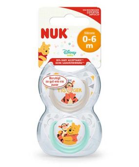 Nuk Disney Winnie the Pooh Trendline Silicone Soother 0-6M, 2's