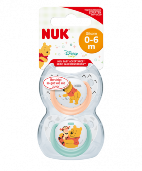 Nuk Disney Winnie the Pooh Trendline Silicone Soother 0-6M, 2's