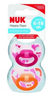 Nuk Happy Days Silicone Soother 6-18M - 2's