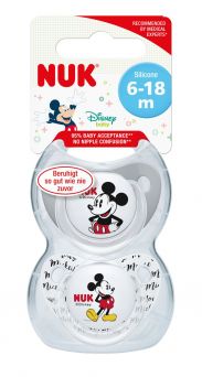 Nuk Disney Mickey Trendline Silcone Soother, 6-18M - 2's