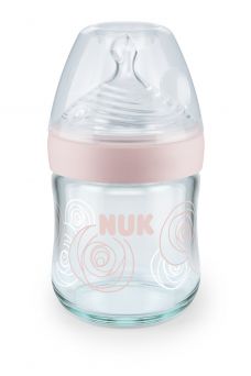 Nuk Nature Sense Glass Baby Bottle With Teat 120ml - Blue