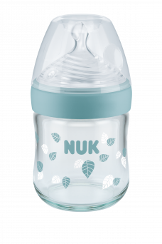 Nuk Nature Sense Glass Baby Bottle With Teat 120ml - Blue