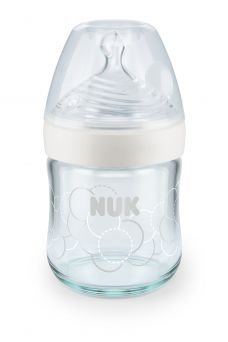 Nuk Nature Sense Glass Baby Bottle With Teat 120ml - Blue