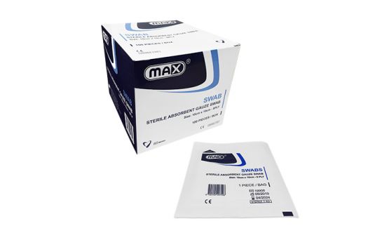 Max Sterile Gauze Swab 8ply, 10cm x 10cm, 100pcs