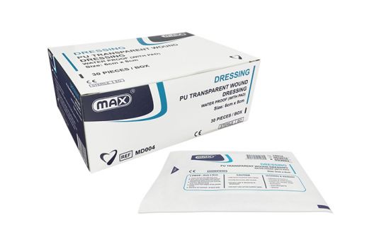 Max PU Transparent Adhesive Wound Dressing 6 x 8cm, 30/box