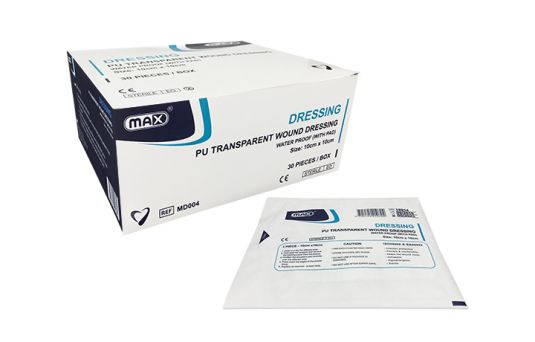 Max PU Transparent Adhesive Wound Dressing 10x10cm, 30/box