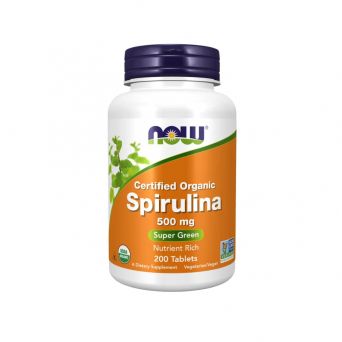 Now Spirulina tablets in organic 500mg 200 count bottle available at CHS Pharmacy UAE.