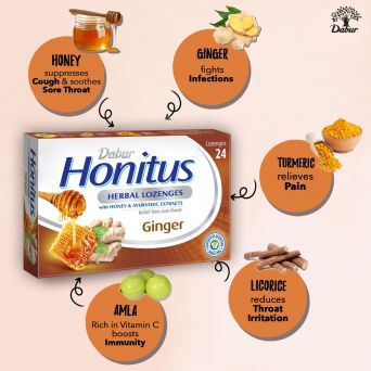 Dabur Honitus Herbal Lozenges Ginger 24's