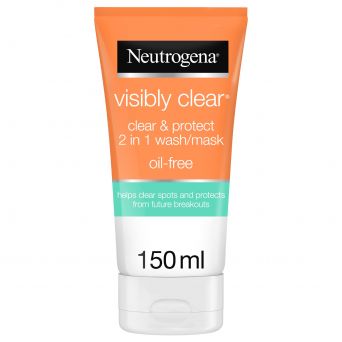 Neutrogena Face Wash, Visibly Clear, 2-In-1 Wash Mask, 150ml