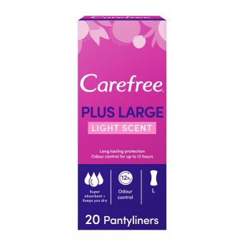 Carefree Panty Liners, Plus Large, Light Scent, Pack Of 20