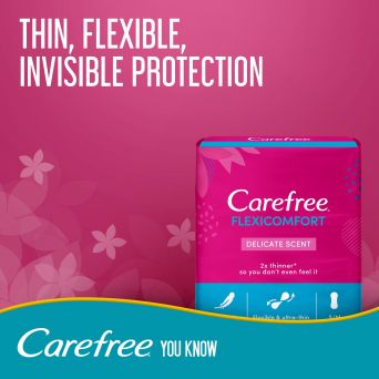 Carefree Panty Liners, Flexicomfort, Delicate Scent, Pack Of 20