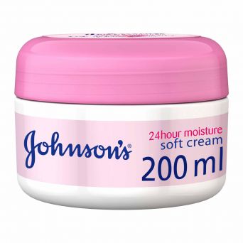 Johnson's Body Cream, 24 Hour Moisture, Soft, 200ml