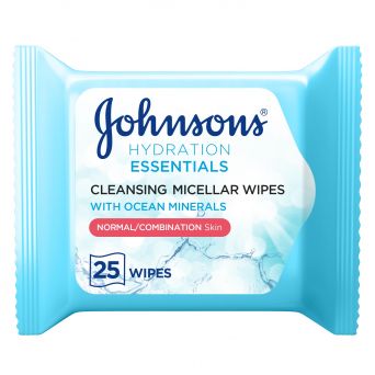 Johnson's Cleansing Face Micellar Wipes, Hydration Essentials, Pack of 25 Wipes