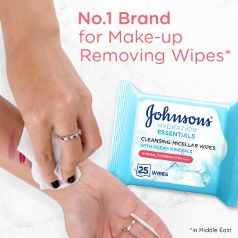 Johnson's Cleansing Face Micellar Wipes, Hydration Essentials, Pack of 25 Wipes