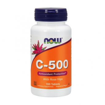 Now Vitamin C-500 with Rose Hip 100 Tablets