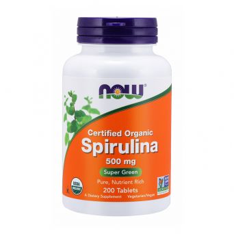 Now Spirulina 500 mg, Organic 200 Tablets