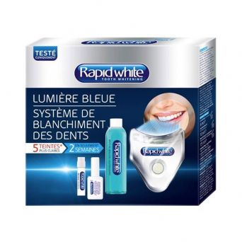 Rapid White Blue Light Tooth Whitening System Rapid White Accelerator + Rapid White Whitening Gel + Blue Light Activator + Rapid White Neutralising Mouth Wash.