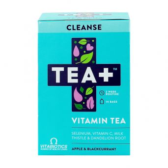 TEA+ (Tea Plus) Cleanse Vitamin Tea - Green Herbal Tea Bags with Selenium Biotin Supplement - Apple & Blackcurrant 
