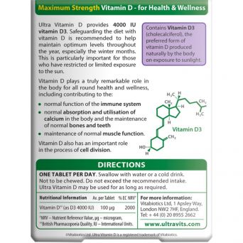 Vitabiotics Ultra Vitamin D 4000Iu Tablet 96's