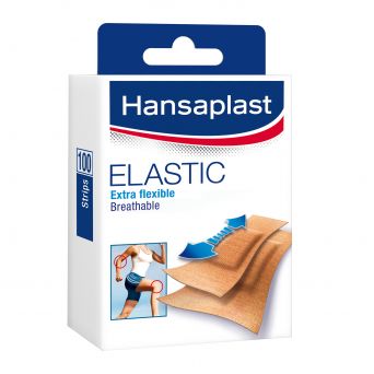 Hansaplast Elastic Plasters, Extra Flexible & Breathable, 100 Strips (2 sizes)