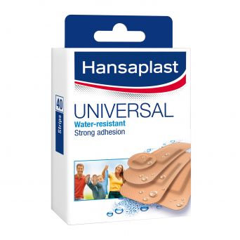 Hansaplast Universal Plasters, Water-Resistant & Strong Adhesion, 40 Strips