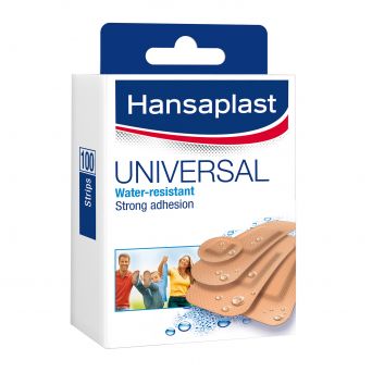 Hansaplast Universal Plasters, Water-Resistant & Strong Adhesion, 100 Strips