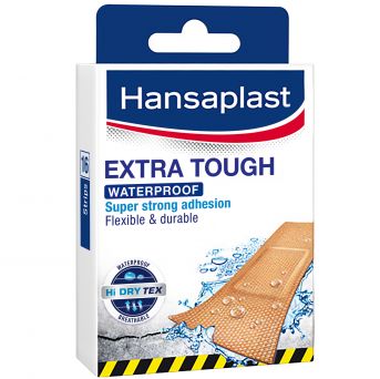 Hansaplast Extra Tough Plasters, Waterproof, Flexible & Durable, 16 Strips