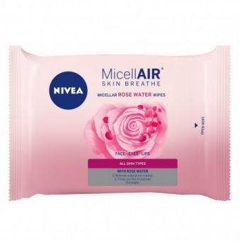 Nivea Micellar Rose Water Face Cleansing Wipes, 25 Wipes