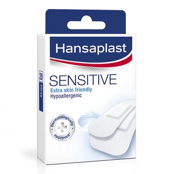 Hansaplast Sensitive Plasters, Extra Skin Friendly & hypoallergenic, 20 Strips