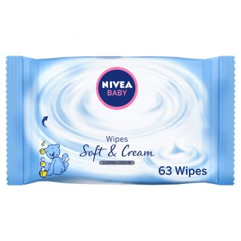 Nivea Baby Soft & Cream Wipes, Caring Cream Protection, No Alcohol, 63 Wipes