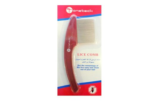 Onetech Lice Comb Red with Metal Teeth Blister Pack