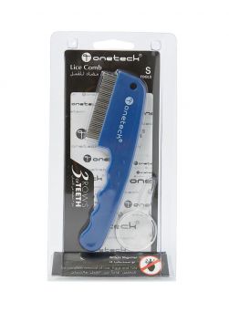 Onetech Anti Lice Comb 3 Row Teeth With Magnifying Lens-Blue