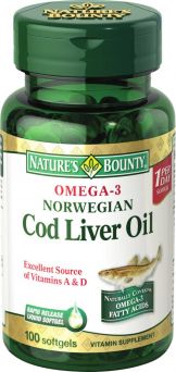Nature's Bounty Omega-3 Norwegian Cod Liver Oil Softgel 100's