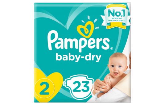 Pampers New Baby-Dry Diapers, Size 2, Mini, 3-6kg, Carry Pack, 23's