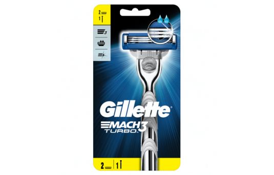 Gillette Mach3 Turbo Razor Handle and Razor Blade Refills, 2's