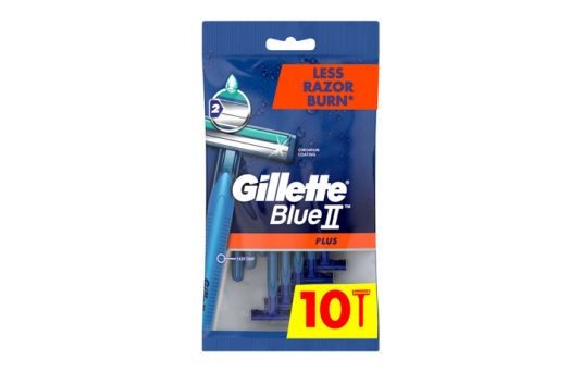 Gillette Blue II Plus Men's Disposable Razors, 10 Pack