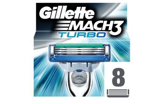 Gillette Mach3 Turbo men's razor blade refills, 8's