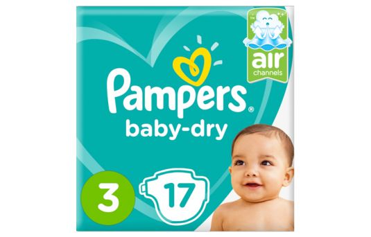 Pampers Baby-Dry Diapers, Size 3, Midi, 6-10kg, Carry Pack, 17's