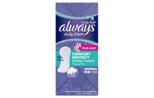 Always Comfort Protect Daily Liners Fresh Scent Normal 20's