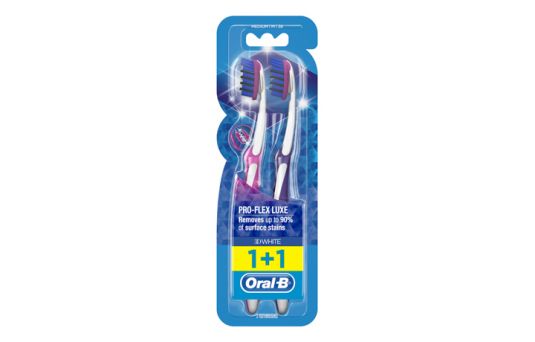 Oral-B 3D White Luxe Pro-Flex Medium Manual Toothbrush 2's