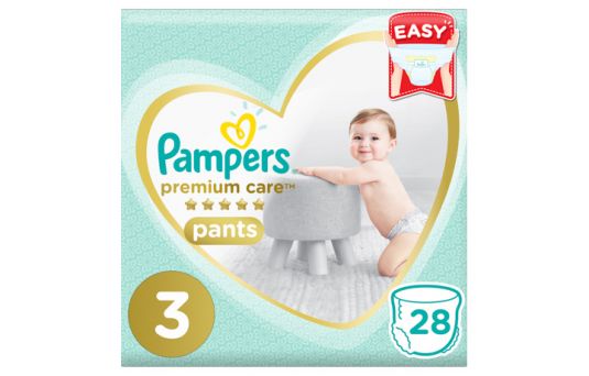 Pampers Premium Care Pants Diapers, Size 3, Midi, 6-11 kg, Carry Pack, 28's