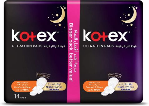 Kotex Ultra Thin Pads Night with Wings Twin Pack 14 Sanitary Pads
