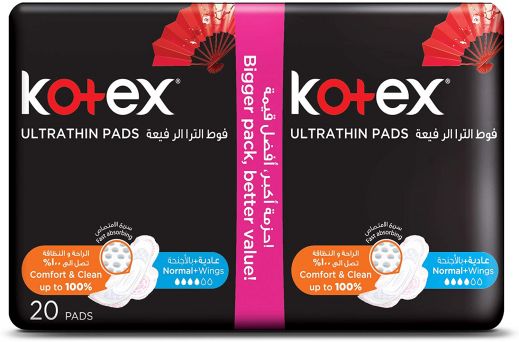 Kotex Ultra Thin Pads Normal with Wings Twin Pack 20 Sanitary Pads