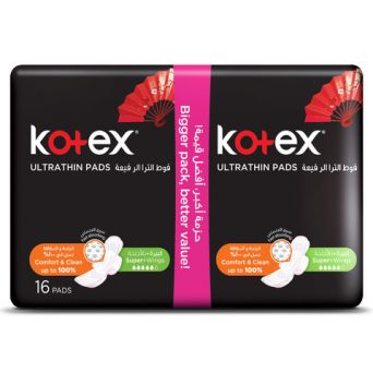 Kotex Ultra Thin Pads Super with Wings Twin Pack 16 Sanitary Pads