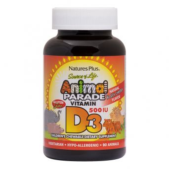 Natures Plus Animal Parade Vitamin D3 500 Iu Children`S Chewable - Black Cherry Flavor 90's