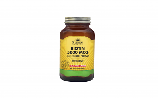 Sunshine Nutrition Biotin 5000 Mcg High Strngth Form 100 Capsules