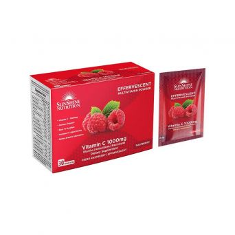 Sunshine Nutrition Effervescent Vitamin C 1000 Mg Powder Raspberry Flavor
